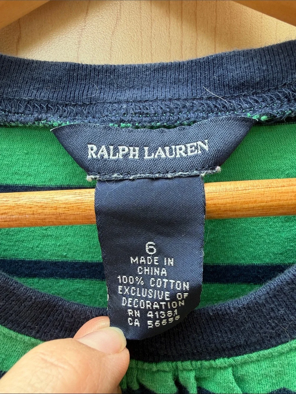 Ralph Lauren Green and Navy Striped Ruffle-Hem Knit Dress